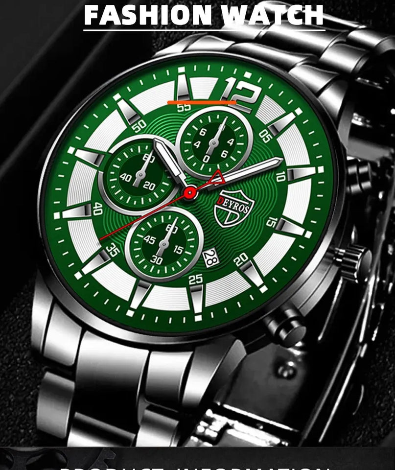 Fashion Men Stainless Steel Watch Luxury Calendar Quartz Wrist Watch Mens Business Watches for Man Luminous Clock