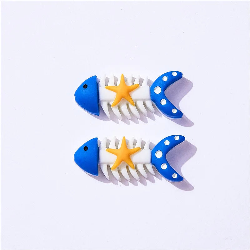 10Pcs Colorful Ocean Animals Resin Crab Fish Float Bottle Beach Slipper Surfboard Flatback Scrapbook Craft DIY Figurine Decor