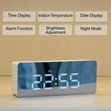 Electronic Mirror LED  Digital Alarm Clock, Temperature Date Display Mini Table Clock for Bedroom Home Office Teens Kids