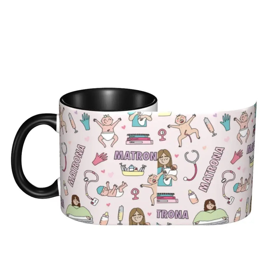 Pink Doctor Nurse Coffee Mugs DIY Customized Enfermera En Apuros Ceramic Milk Tea Mug Cup