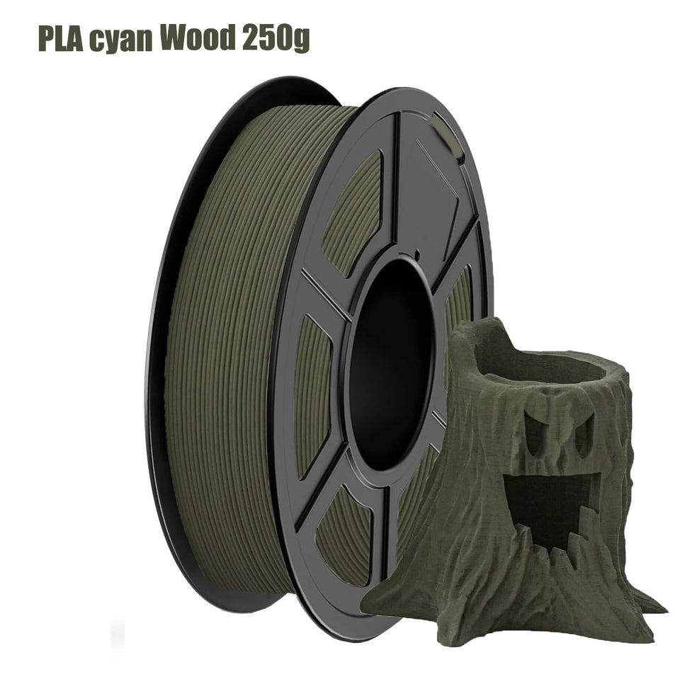 Wood PLA Filament 1.75mm Beginner Bundle,  Individually Vacuum Packed, 250g/500g/1000g Spool, Black wood +Walnut+Logs+cyan wood