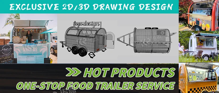 Fully Equipped Ice Cream Food Truck with Full Kitchen Trailer, Fast Food Trailer, Mobile Street Food Cart for Sale