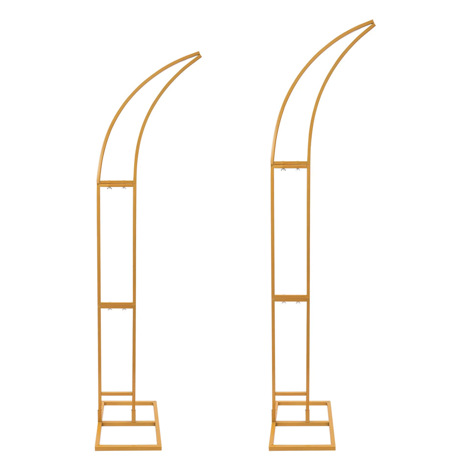 2PCS Wedding Arched Bracket,2.1m & 1.9m White/Gold Curved Wedding Stand,Decoration Backdrop Stand for Ceremony and Party