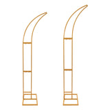 2PCS Wedding Arched Bracket,2.1m & 1.9m White/Gold Curved Wedding Stand,Decoration Backdrop Stand for Ceremony and Party