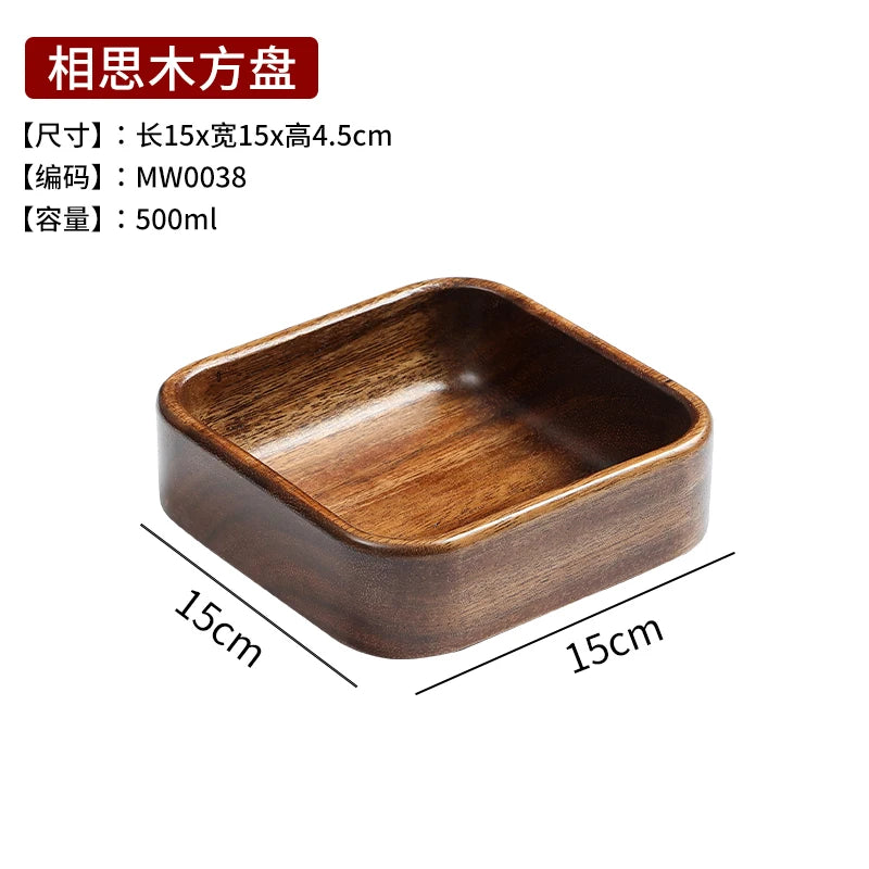 Japanese-Style Creative Wooden Fruit Tray Afternoon Tea Snack Plate Home Wooden Bowl Premium Snack & Nut Tray Wooden Tableware