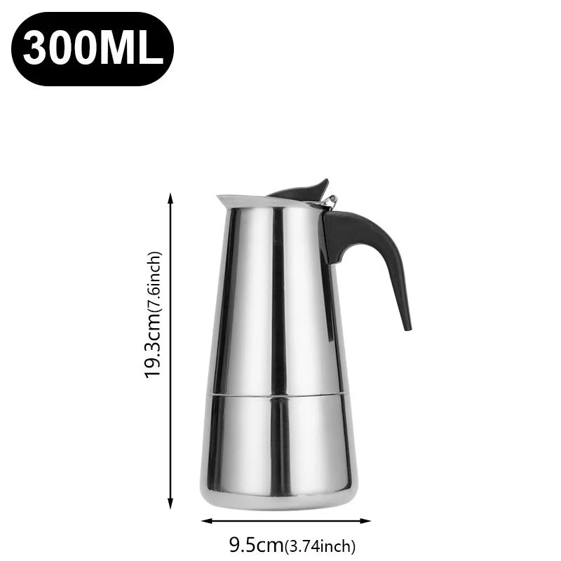 2/4/6/9/12 Cups Coffee Pot Mocha Espresso Latte Stovetop Filter Stainless Steel for Kitchen Moka Coffee Maker Coffee Maker Pot