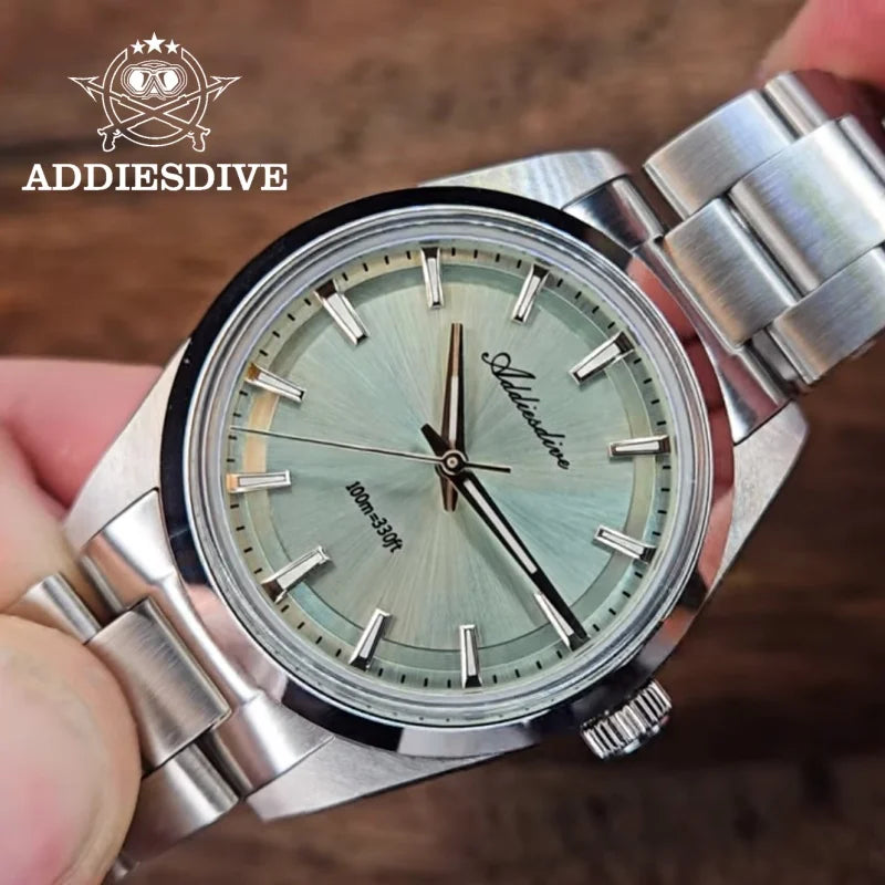 ADDIESDIVE AD2066 Men's Luxury Watch 10Bar Waterproof BGW9 Super Luminous 316L Stainless Steel reloj hombre VH31 Quartz Watches