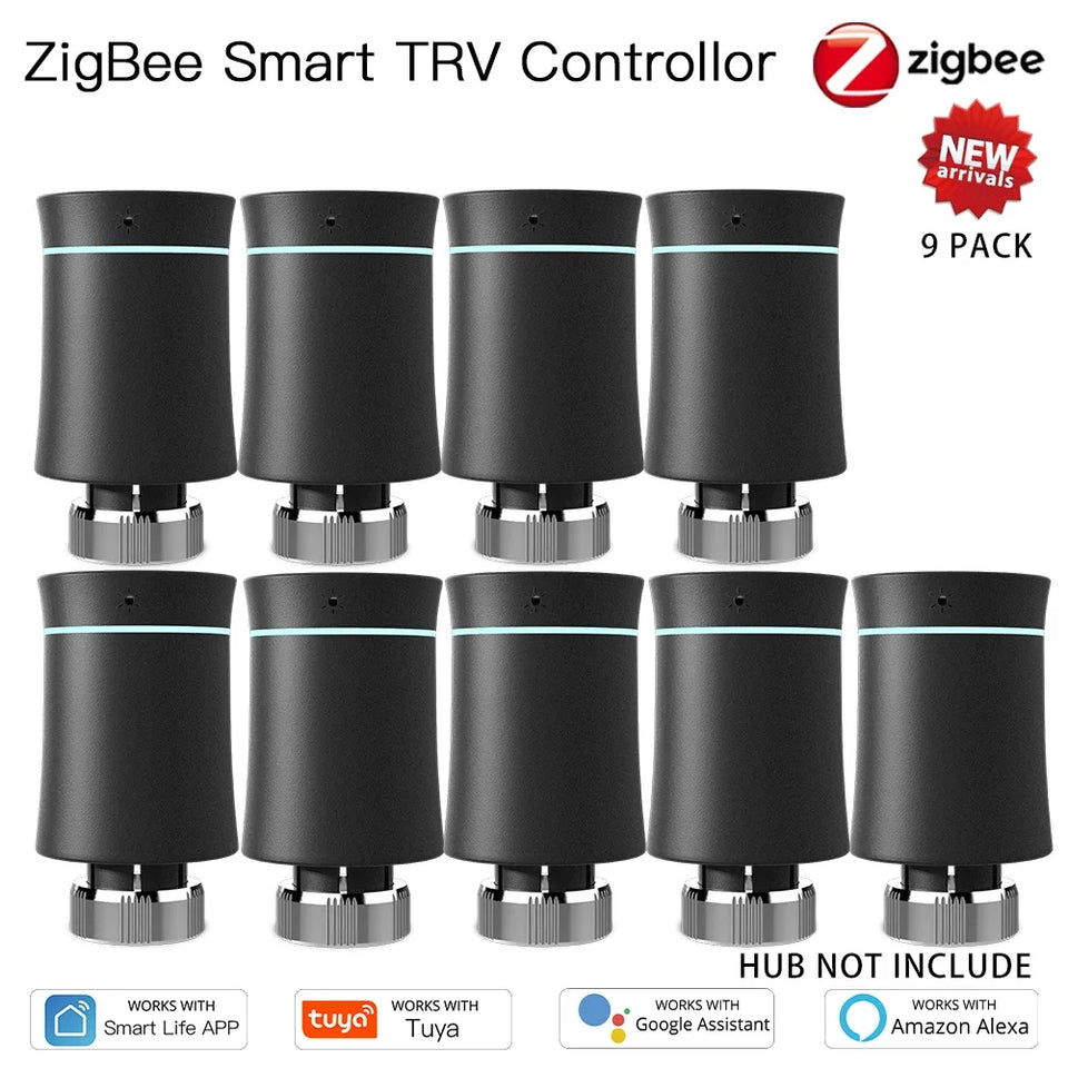 MOES ZigBee3.0 TRV New Radiator Actuator Valve Tuya Smart Programmable Thermostat Temperature Heater Alexa Voice Control