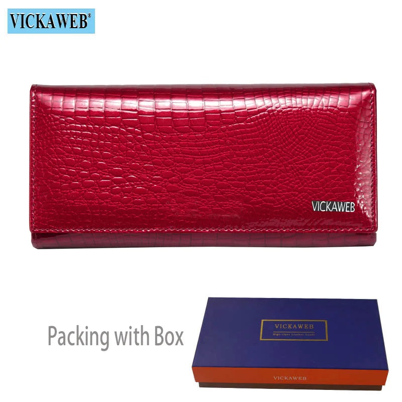 New Women Magnetic Hasp Wallet Genuine Leather Coin Purse Ladies Long Fashion Female Card Hold Money Bag AE501-1