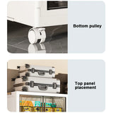 4 Tier Folding Storage Boxes with Doors & Wheels Plastic Storage Containers Foldable Organization for Living Room Bedroom Office