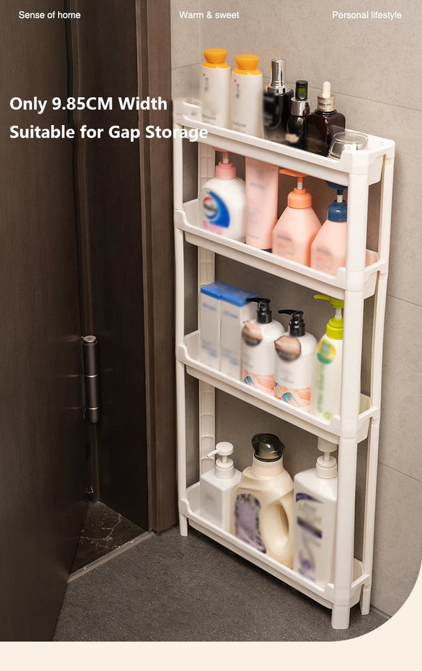 Bathroom Cabinet  Behind The Door Storage and Kitchen Storage Rack Multi-layer Narrow Cabinet Space Saving Trolley Storage Rack