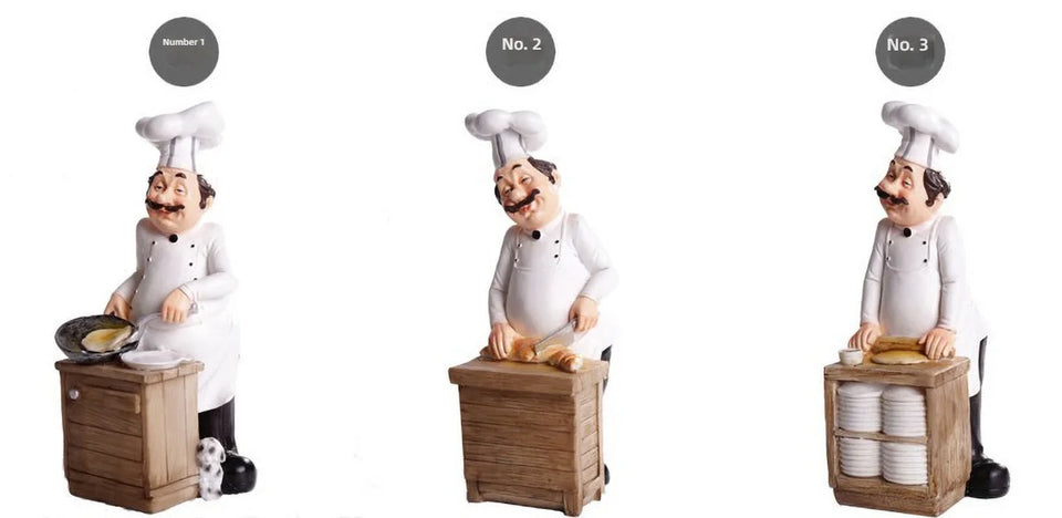 Restaurant Resin Decor - Chef Figurine & Bar Ornaments for Cafe, Commercial Kitchen Decorations Durable Resin Craft