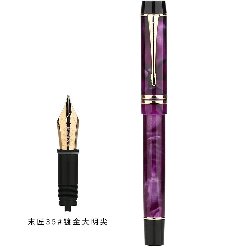 MAJOHN M600S Resin Pen 35 # Gold Plated Daming Tip Universal Type Student Adult Writing Practice Gift Ink Pen