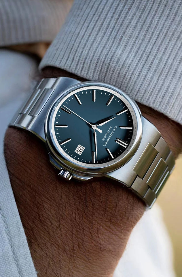 Specht&Sohne New Arrivals Blue Automatic Mechanical Watches For Men 38MM Stainless Steel Waterproof Classic Elegant Watch 50M