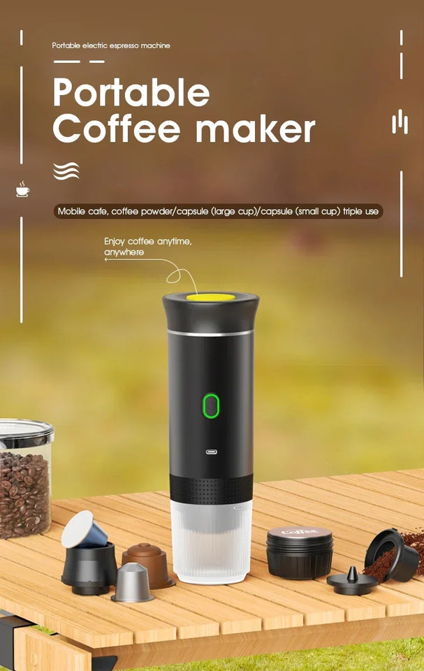Coffee Machine Wireless Electric Portable Espresso Coffee Machine Maker 3-in-1 Capsule Powder Travel Coffee Maker