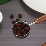25ml Wooden Handle Stainless Steel Coffee Scoop Tablespoon Measuring Spoon Walnut Wood Long Handle Coffee Spoons Cafe Decoration