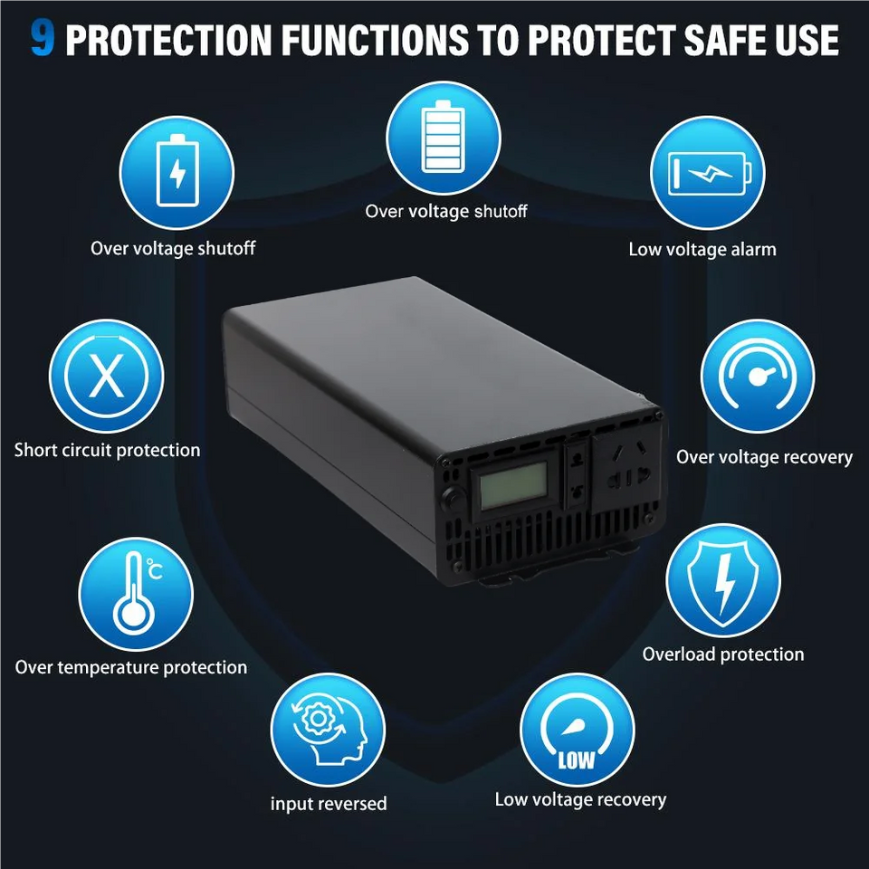 Pure Sine Wave Car Inverter 2000W 3000W Transformer Power Converter 12V 24V 48V 60V 72V to AC 110V 220V 50hz 60hz Solar Inverter