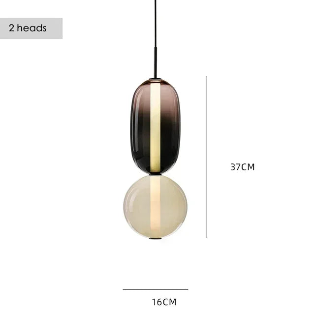 Modern Colorful Glass Hanging Pendant Light Chandelier for Loft Living Room Restaurant Nordic Coffee Restaurant Lighting Fixture