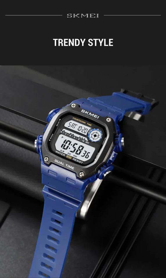 SKMEI 2126 Digital Countdown Sports Watches for Men LED Display Waterproof Stopwatch Mens Wristwatch Alarm Clock montre homme