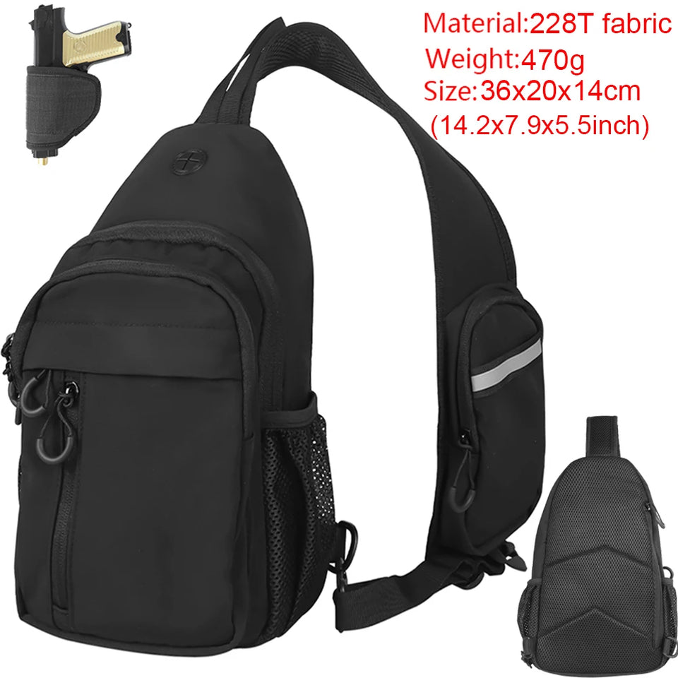 Concealed Carry Bag Tactical Crossbody Sling Backpack Shoulder Gun Holster Bag Chest Pack EDC Pouch Pistol Holster Bag Hunting