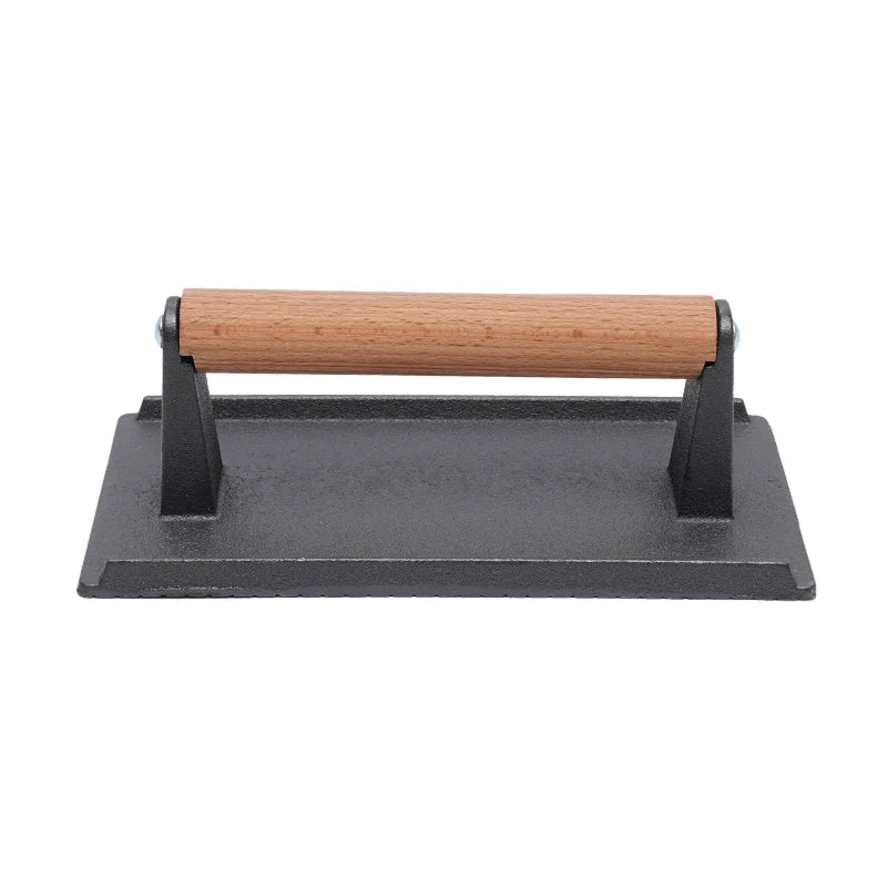Kitchen Heavy Cast Flat Iron Steak Weight/Bacon Press with Wooden Handle Heavy-Weight Grill Press Commercial Grade Burger