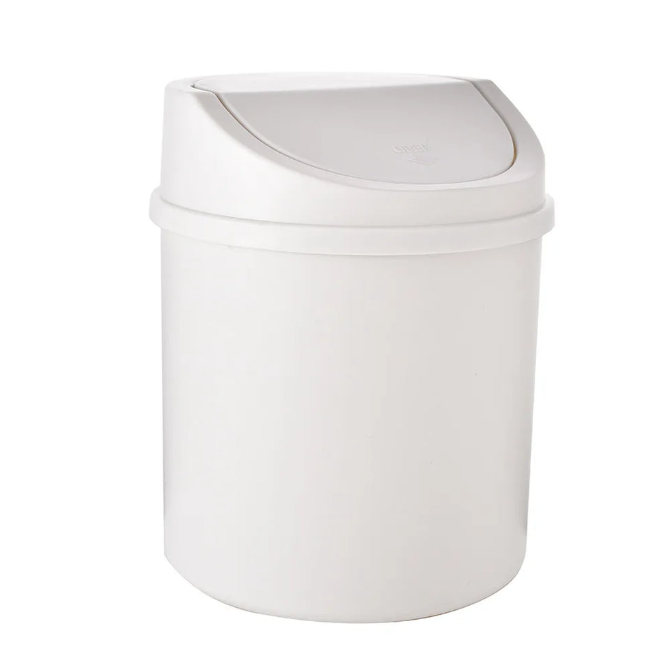 1pc Mini Desktop Trash Can with Lid - Cylindrical Tabletop Waste Bin, Easy To Clean Screw-Off Cap for Office and Coffee Bar