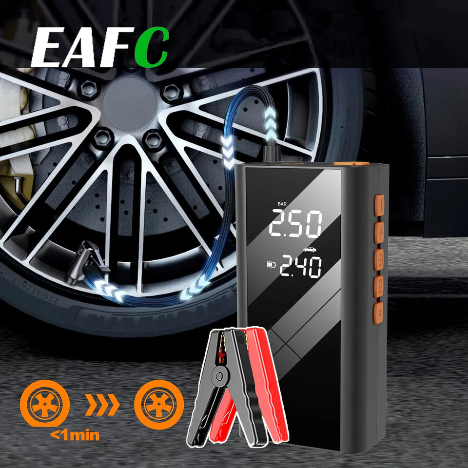 All-in-One Car Jump Starter and Air Compressor, 1200A 150PSI 12V Auto Tire Inflator with Power Bank, Emergency Kit