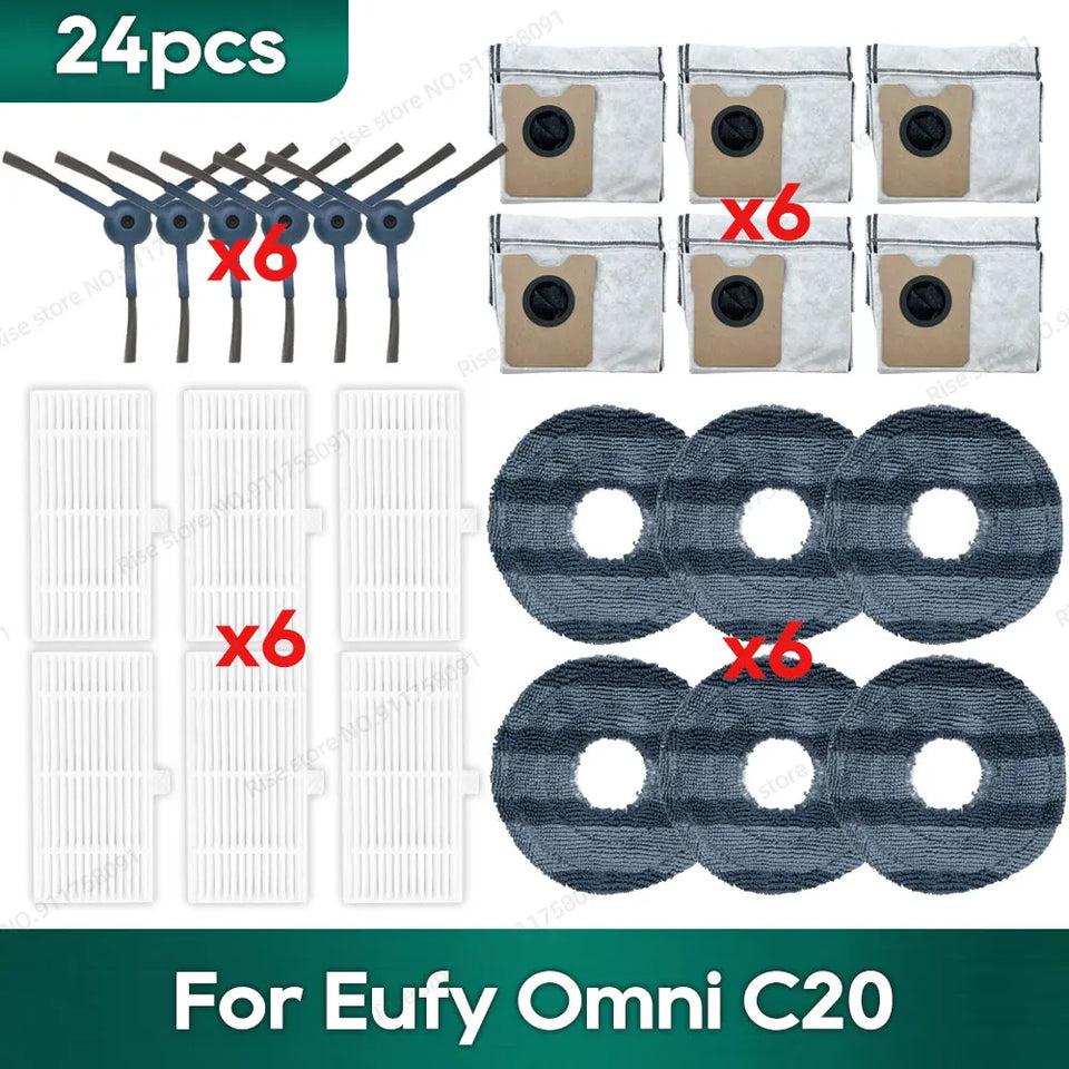 Compatible for Eufy Omni C20 Accessories Dust Bag Hepa Filter Roller Side Brush Mop Cloth Spare Parts