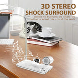 Multifunction LED Desk Lamp Wireless Charger Pad Stand Clock Bluetooth Speaker Night Light USB Port Night Lighting