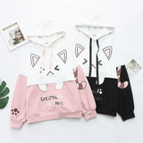 Harajuku Funny Women Hoodies 100% Cotton Winter Plus Fleece Cute Pink Anime Sweatshirt Teen Girl Kawaii Long Sleeve Y2K Hoodie