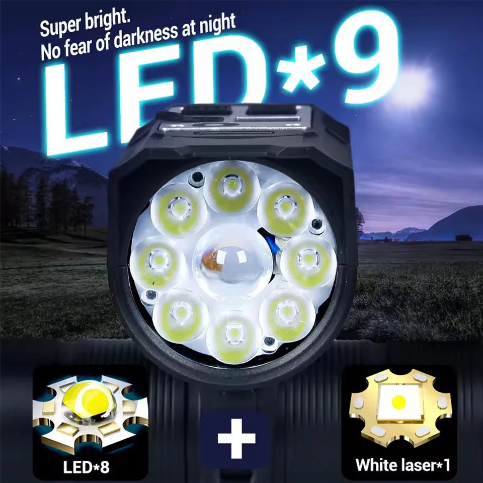 9LED Bike Light Type-C Rechargeable Bicycle Front Lights Intelligent Sensor MTB Flashlight Bike Headlight for Cycling Front Lamp