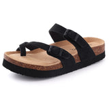 Gacimy Women Fashion Thick Sole Leather Clogs Slippers Classic Women's Mules Cork Clogs Slipper Outdoor Deep Heels Shoes Sandal