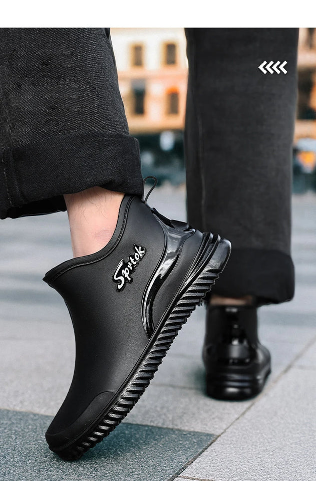 Couples Short Rain Shoes Fashion Light Waterproof Shoes Non-Slip Sports Korean Rain Boots