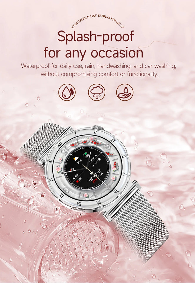 LIGE New 1.19inch AMOLED Fashion Ladies Smart Watch Bluetooth Call Sports Bracelet Women’s Health Waterproof Diamond Smartwatch