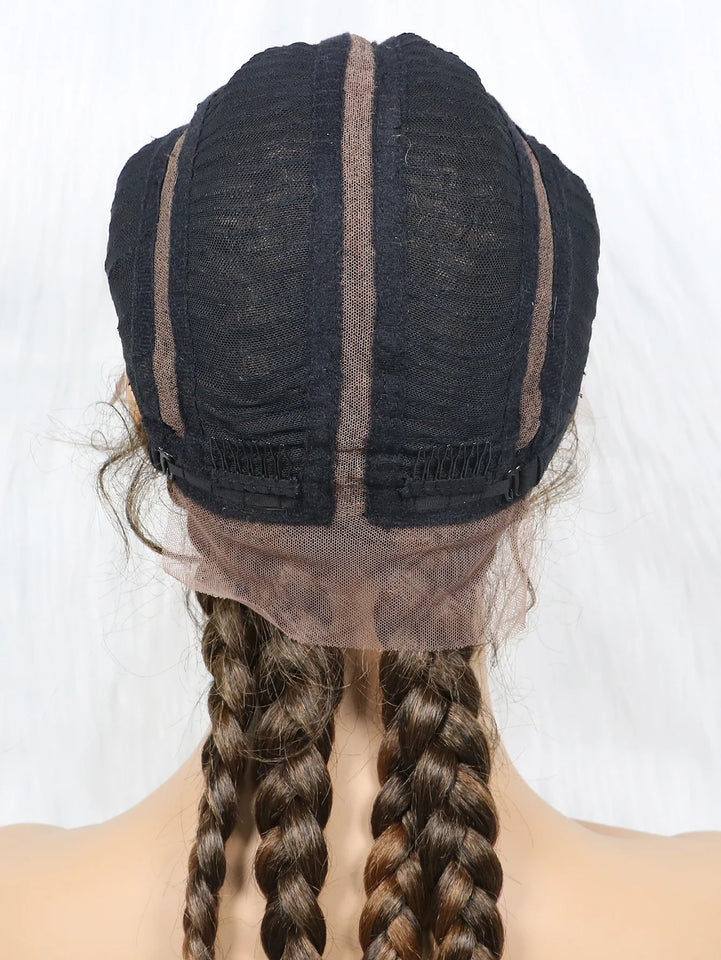 KIMA New Arrival 26 Inches Braided Wigs Synthetic Lace Front Hair Wig With Baby Hair for Black Women