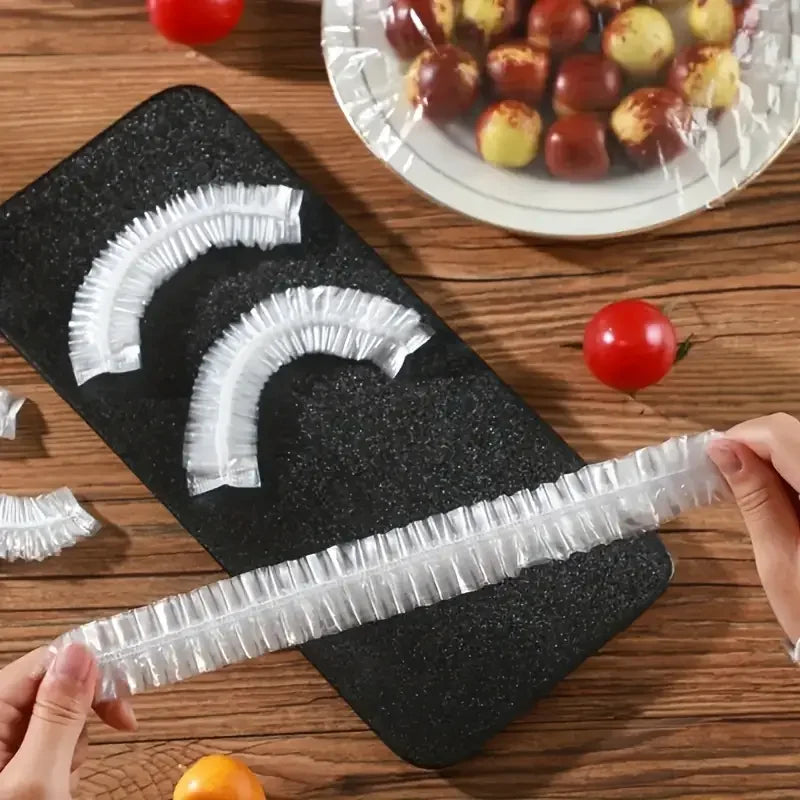 100pcs Disposable Food Cover Saran Wrap Bowel Cover Food Grade Fresh-keeping Plastic Bag Kitchen Storage Accessories