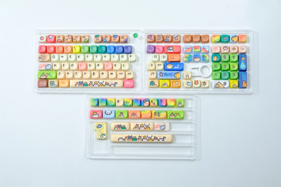 Cat Party Keycaps Set 132 Keys PBT Material Keycaps MOA XOA Profile DYE-SUB For MX Switch Wooting Mechanical Keyboard Keycap