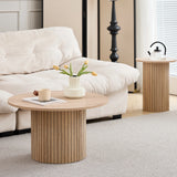 Set of 2 Nordic Style Wooden Round Coffee Table Set, Wooden Nesting Coffee Table, for Living Room/Bedroom Furniture