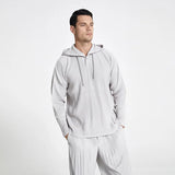 Miyake Pleated Men's Sweatshirt Hoodie Classic Pleated 2025 Summer New Tops Loose Casual Simple Drawstring Pullover Hoodie Male