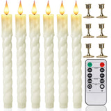 LED Flameless Taper Candles 6.5/11" Battery Operated Fake Flickering Candlesticks Electric Long Candles for Wedding Home Decor