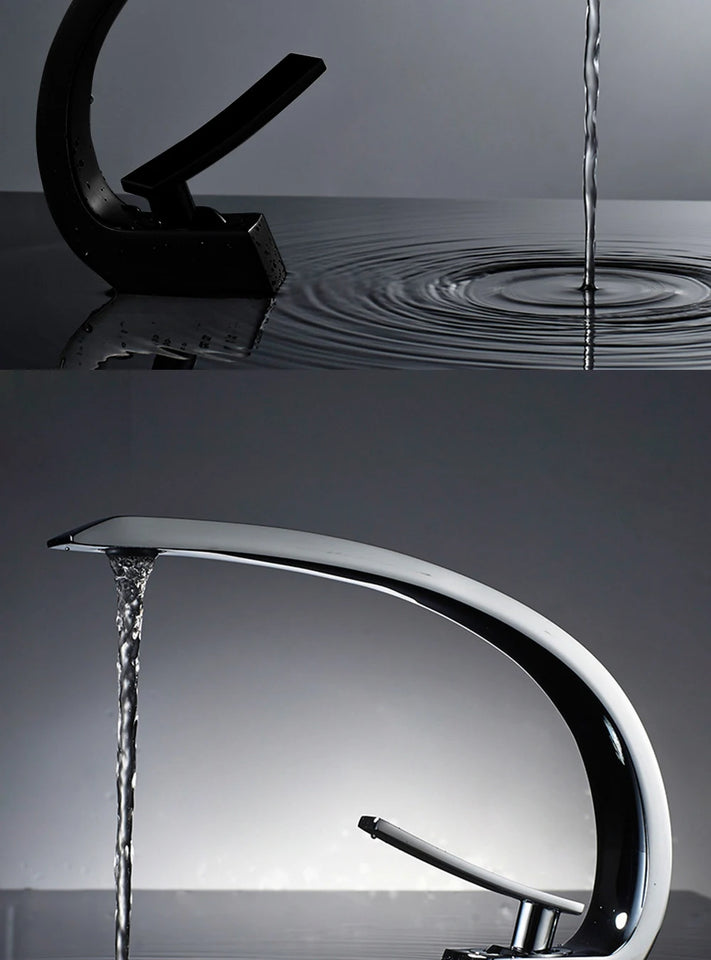 Basin Faucet Modern Bathroom Mixer Tap Black/chrome Wash basin Faucet Single Handle Hot and Cold Waterfall Faucet