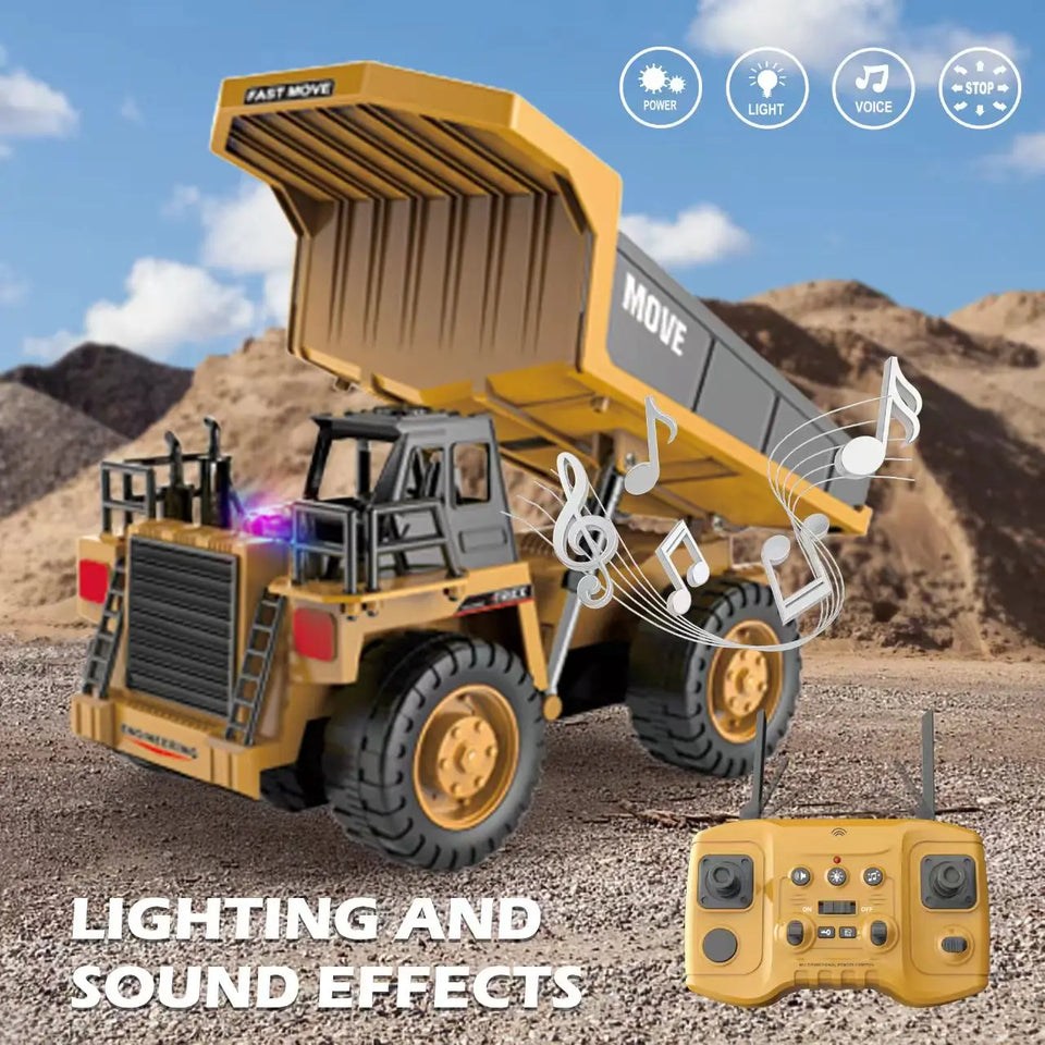 ZWN 1/16 1/20 Remote Control Excavator Dump Truck RC Model Car Toy Professional Alloy Simulation Construction Vehicle for Kids