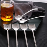 Funny Cat Spoons Cute Cartoon Meow Teaspoons for Coffee Dessert Cake Long Tail Spoon Birthday Gift Kitchen Tableware Accessories