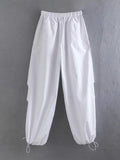 Willshela Women Fashion Parachute Cargo Pants Vintage Jogging Trousers High Elastic Waist Female Chic Lady Boot Cut