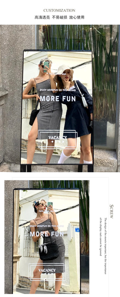 Outdoor photo mirror floor-to-ceiling clothing store display board door sign billboard mirror
