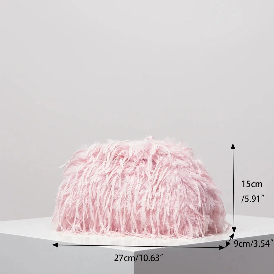 Dopamine-style clip bag, Y2K plush clutch bag, candy-colored women's purse, dinner dress clutch