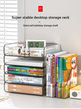 Desk Letter Tray Set, A4 Size Clear PET Stackable Document Organizer Office Desktop File Paper Holder Book Storage Rack.