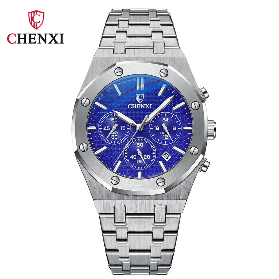 CHENXI Business Quartz Man Wristwatch Multi-function Luminous Calendar Men's Watches Waterproof Chronograph Stop Watch