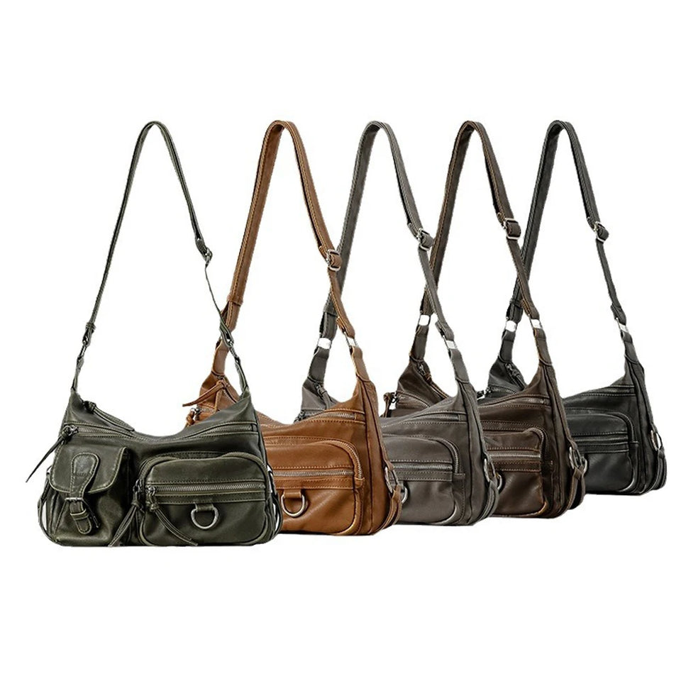 Annmouler Designer Women Shouler Bag Large Capacity Crossbody Bag Casual Soft Pu Leather Messenger Bag Multi-pocket Purses