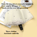 Women's Umbrella Lace Fashion Folding Umbrella Sunshade Umbrella Wind and Rain Resistance Travel Foldable Portable Student Gift